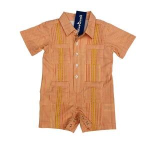 NWT Blue Quail 3-6M Citrus & Pink Check Romper